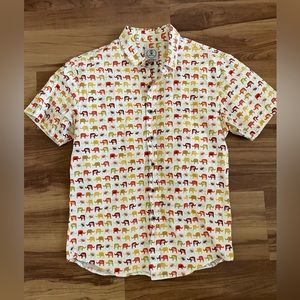 Small button up with colorful elephant print